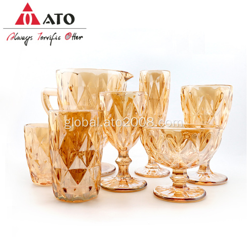 Wine Glass Set / Wine Glass Set of 7 Wine Glass Machine made embossed wine glass set Supplier